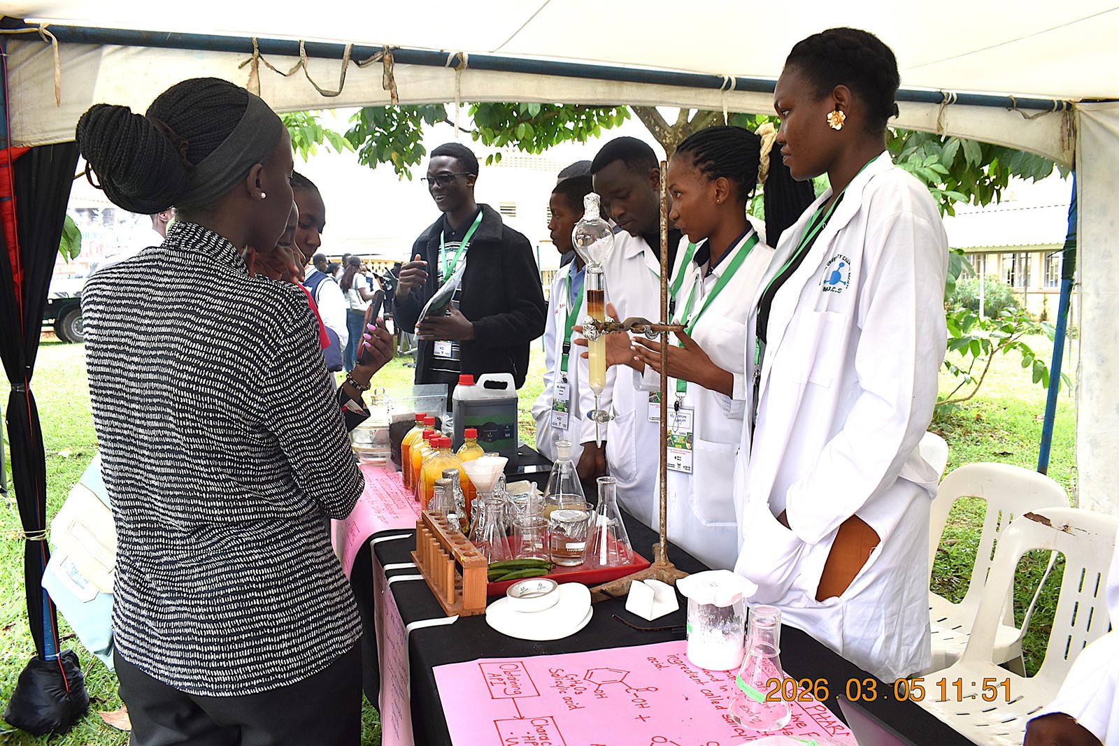 One of the Chemistry Department exhibition stalls. College of Natural Sciences (CoNAS) successfully held its first Annual Science Exhibition from Thursday, 5th March to Saturday, 7th March 2026, at the Science Quadrangle, Makerere University, Kampala Uganda, East Africa.