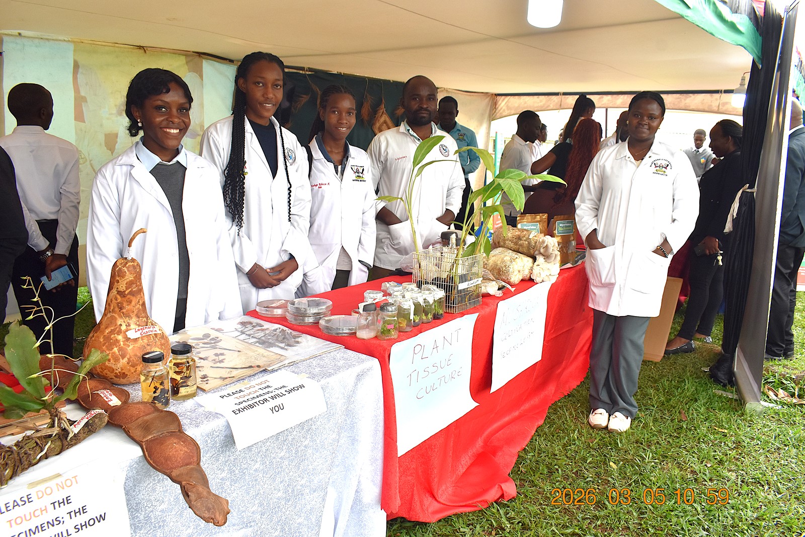 The plant sciences exhibition stall. College of Natural Sciences (CoNAS) successfully held its first Annual Science Exhibition from Thursday, 5th March to Saturday, 7th March 2026, at the Science Quadrangle, Makerere University, Kampala Uganda, East Africa.