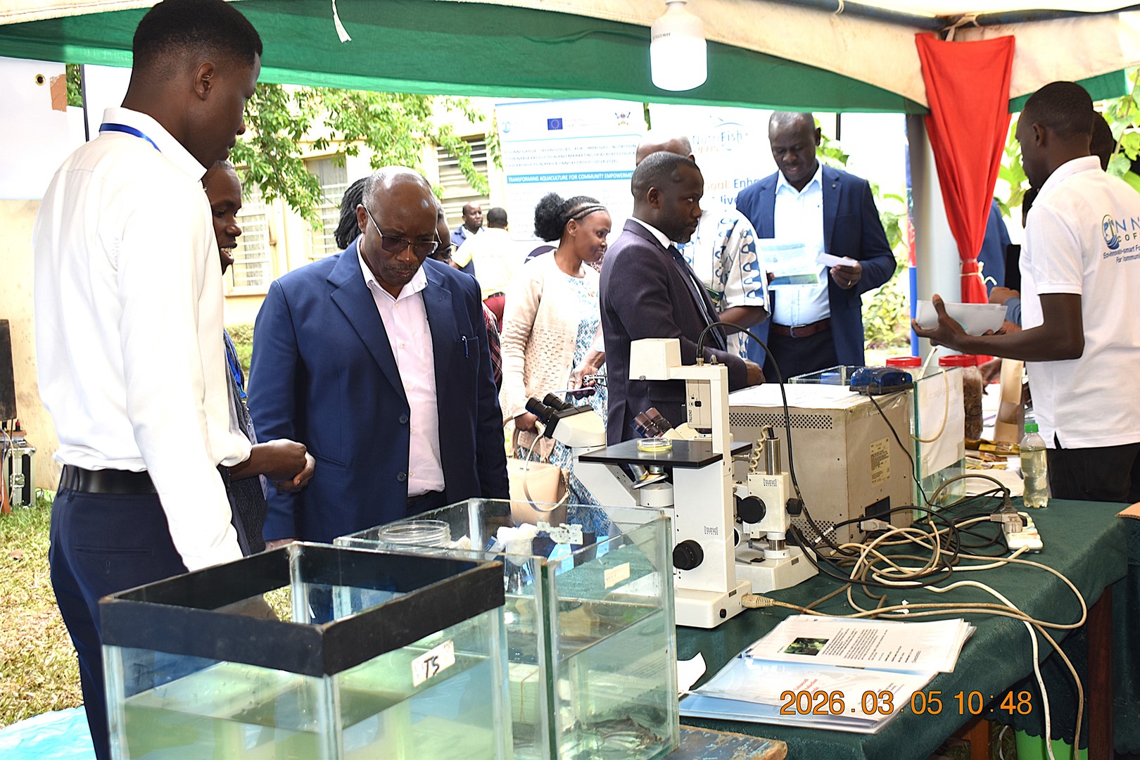 Prof. Arthur Tugume, Dean of the School of Biosciences and other CoNAS staff touring the exhibition stalls. College of Natural Sciences (CoNAS) successfully held its first Annual Science Exhibition from Thursday, 5th March to Saturday, 7th March 2026, at the Science Quadrangle, Makerere University, Kampala Uganda, East Africa.