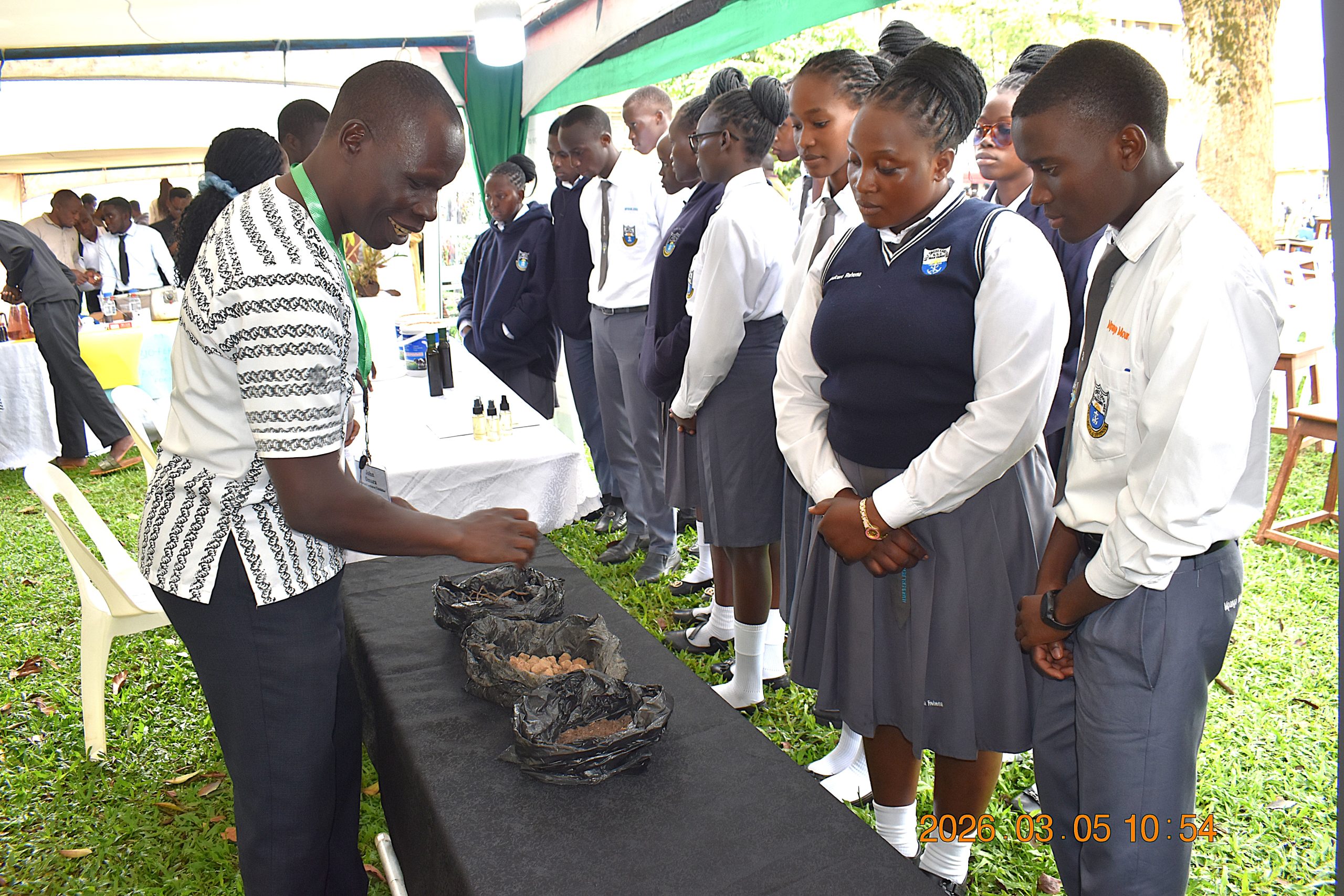 Students of Holy Cross Lake View S.S.S at one of the exhibition stalls. College of Natural Sciences (CoNAS) successfully held its first Annual Science Exhibition from Thursday, 5th March to Saturday, 7th March 2026, at the Science Quadrangle, Makerere University, Kampala Uganda, East Africa.