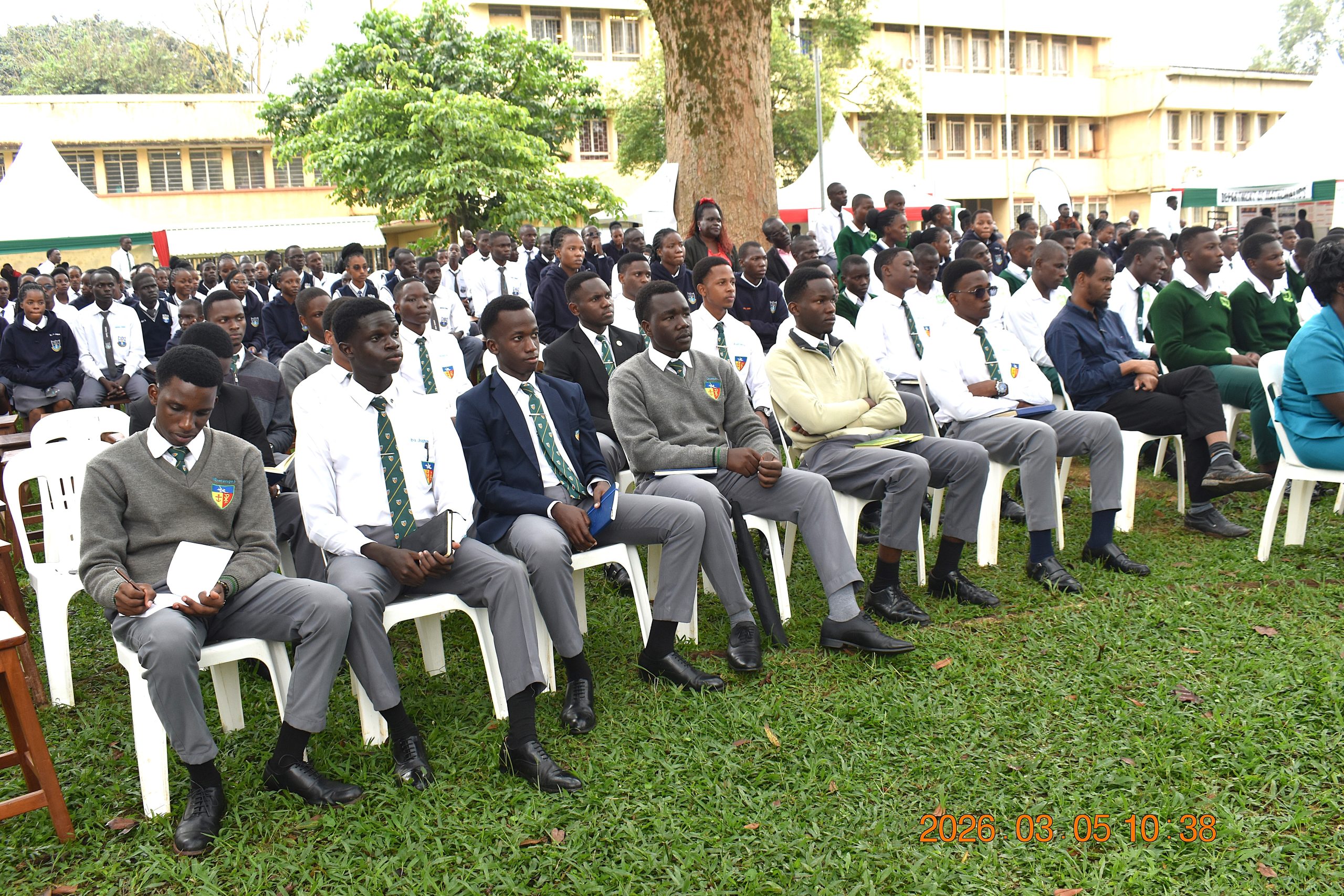 Students from Namilyango College, Holy Cross Lake View S.S.S, and Namakwa S.S at the opening ceremony. College of Natural Sciences (CoNAS) successfully held its first Annual Science Exhibition from Thursday, 5th March to Saturday, 7th March 2026, at the Science Quadrangle, Makerere University, Kampala Uganda, East Africa.