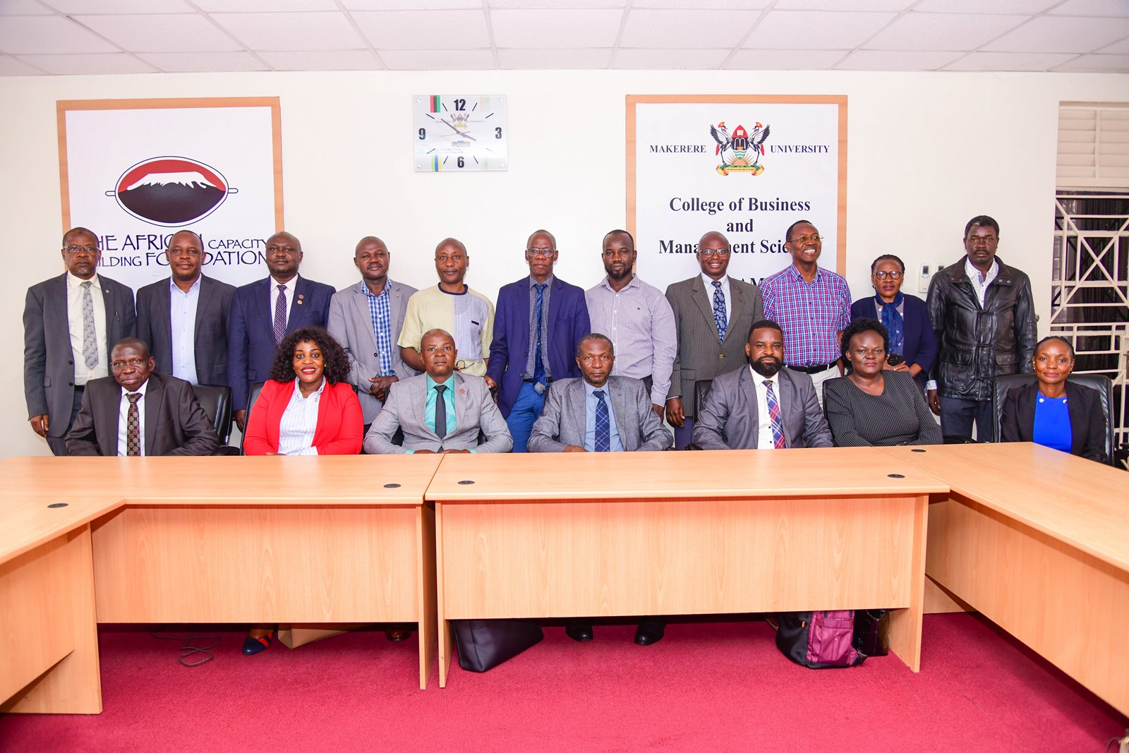 Some of the stakeholders pose for a group photo. High-level workshop of regulators, academic leaders, and research ethics committees focused on improving coordination, efficiency, and accountability in research oversight, 19th March 2026, Conference Room, School of Business, CoBAMS, Makerere University, Kampala Uganda, East Africa.