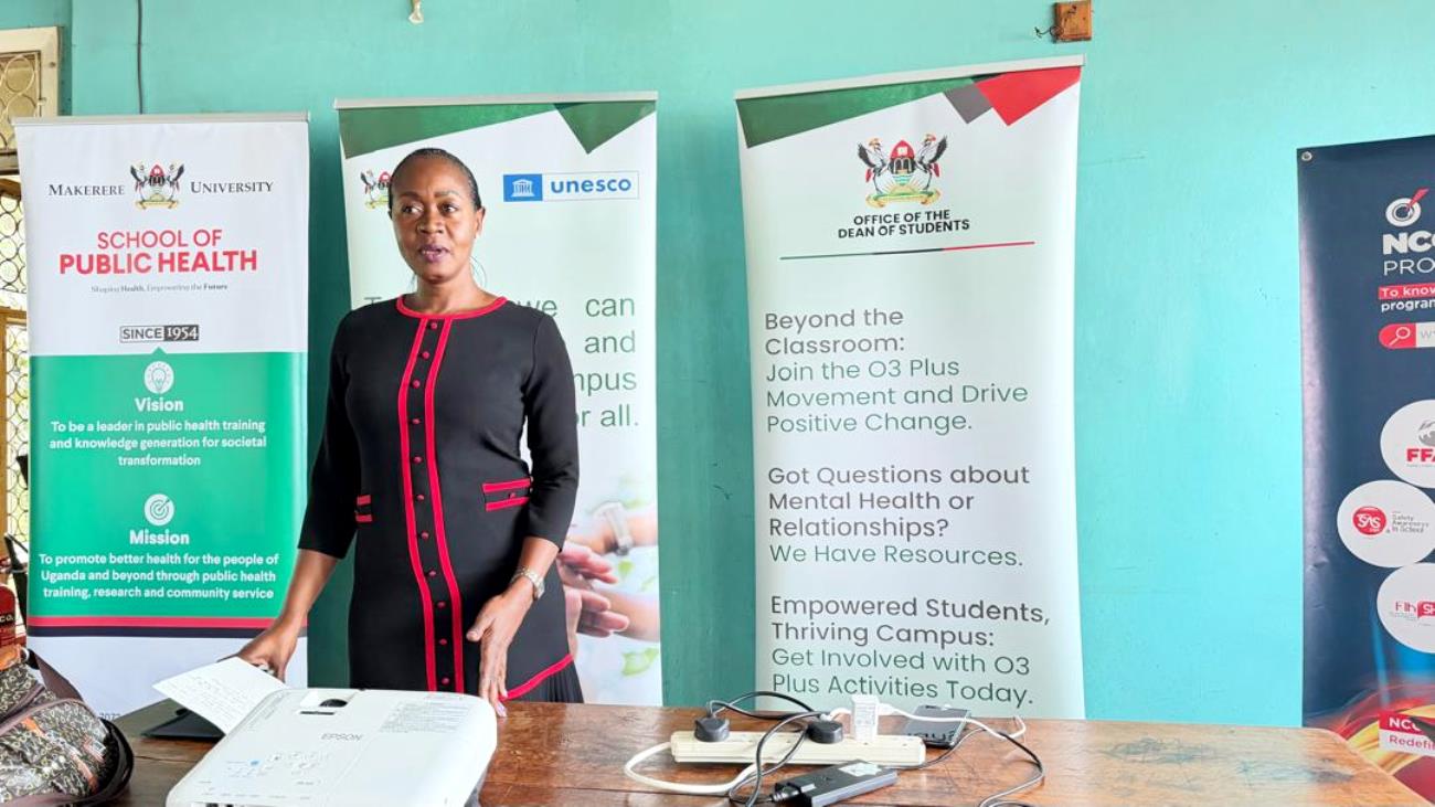 Dr. WInifred Kabumbuli addresses participants. Office of the Dean of Students hands-on training focused on equipping custodians and wardens with essential skills and knowledge on fire prevention, evacuation procedures and response strategies in case of emergencies in halls of residence, March 26, 2026, at University Hall, Makerere University, Kampala Uganda, East Africa.