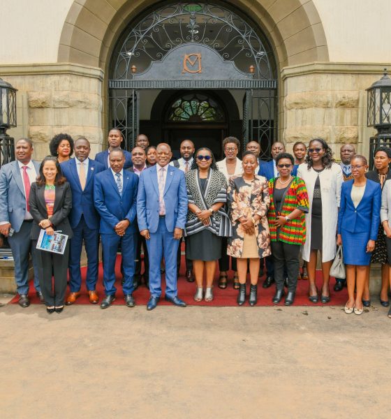 A group photo of representatives from various partners at the MOU signing. Signing MoU with International Development Association (IDA), World Bank Group, establishing a strategic partnership aimed at strengthening environmental and social sustainability systems in Uganda and the wider East African region, 5th March 2026, Main Building, Makerere University, Kampala Uganda, East Africa.
