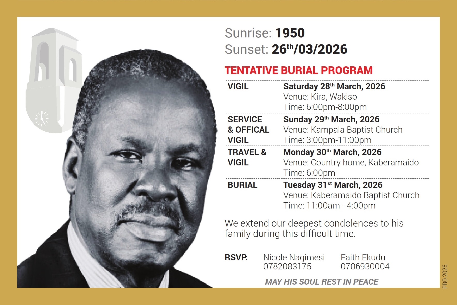 Celebrating Pastor John M. Ekudu-Adoku, Dean of Students (1995-2010). Makerere University, Kampala Uganda, East Africa