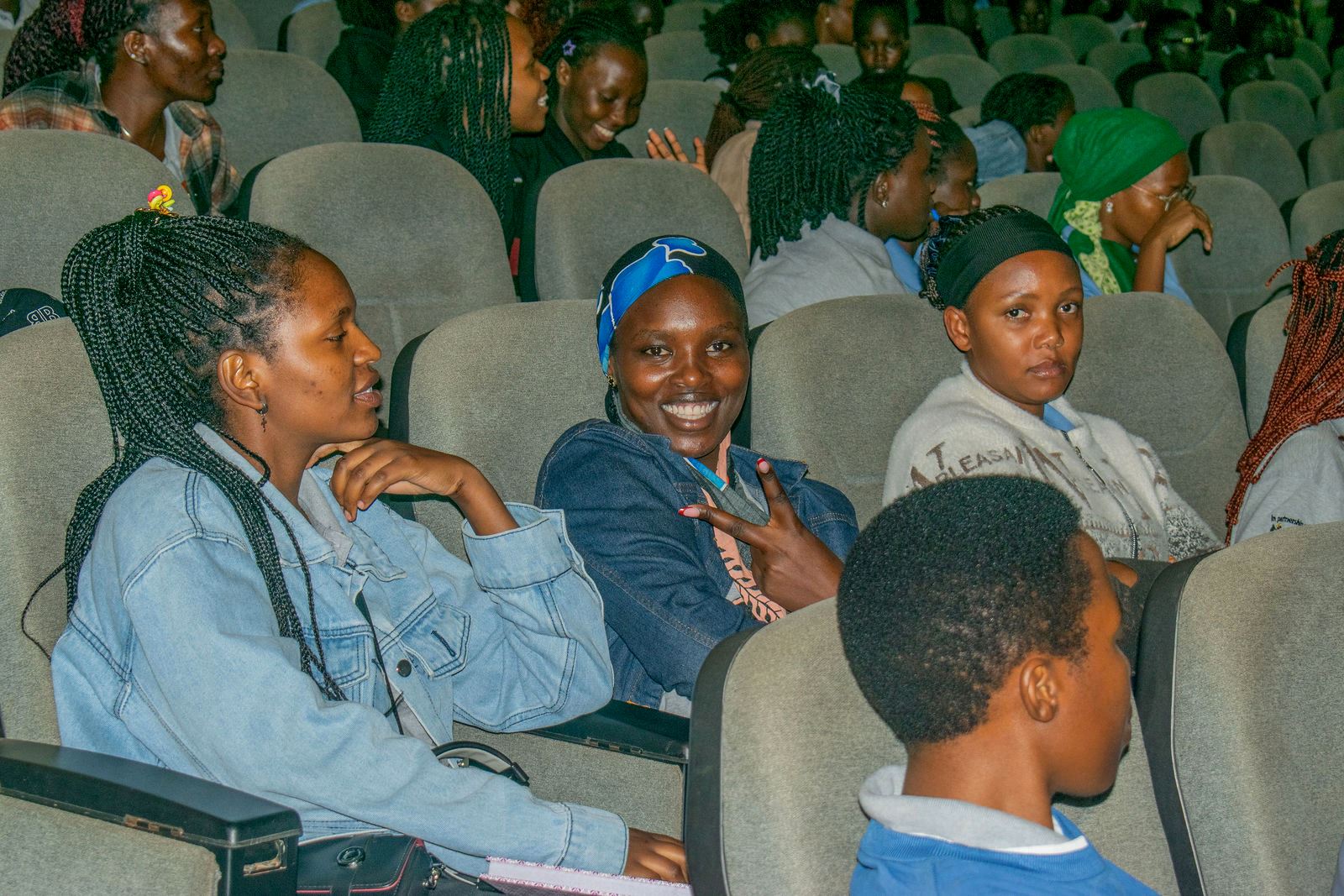 Some of the mentees smile for the camera. Mastercard Foundation Scholars Program Mentor–Mentee matching session, 7th March 2026, Yusuf Lule Central Teaching Facility Auditorium, Makerere University, Kampala Uganda, East Africa.