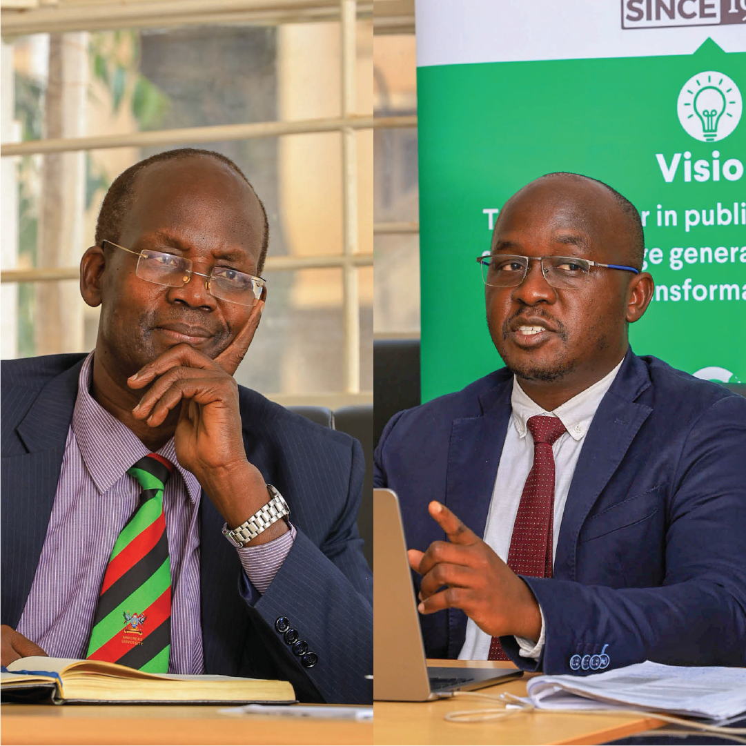 Prof. Garimoi Orach listens as Henry Komakech defends his doctoral thesis on refugee repatriation and health services in West Nile at Makerere University on December 19, 2025, reflecting scholarly continuity between field-building and new research on health system transitions during repatriation. Makerere University School of Public Health Communications Office, Graduation Profiles Series, 76th Graduation Ceremony, Dr. Henry Komakech, “Effects of the Repatriation of Refugees on the Health Services of the Host Populations in the West Nile Districts of Arua, Moyo, and Adjumani,” Kampala Uganda, East Africa.