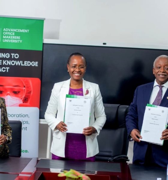 Left to Right: Mrs. Betty Mutebile, Prof. Sarah Ssali, Rt. Hon. Amama Mbabazi after signing the MOU. Makerere University and the Tumusiime Mutebile Foundation sign MoU to advance the Emmanuel Tumusiime Mutebile Centre of Excellence for Private Sector Development, marking a significant step toward strengthening collaboration between academia, policy actors, and the private sector, 12th March 2026 Main Building, Kampala Uganda, East Africa.