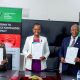Left to Right: Mrs. Betty Mutebile, Prof. Sarah Ssali, Rt. Hon. Amama Mbabazi after signing the MOU. Makerere University and the Tumusiime Mutebile Foundation sign MoU to advance the Emmanuel Tumusiime Mutebile Centre of Excellence for Private Sector Development, marking a significant step toward strengthening collaboration between academia, policy actors, and the private sector, 12th March 2026 Main Building, Kampala Uganda, East Africa.