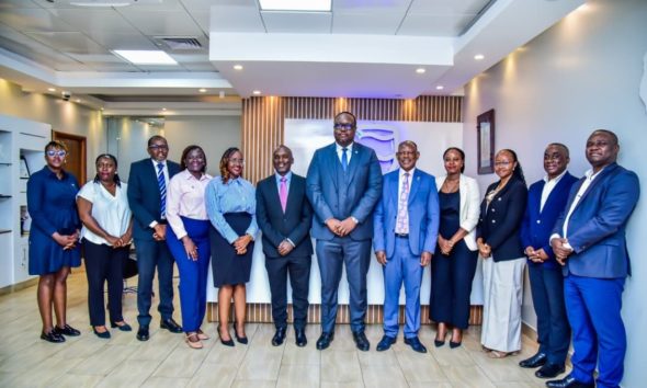 A photo showing the meeting delegation from Stanbic Bank Uganda and Makerere University. Vice Chancellor, Makerere University, Prof. Barnabas Nawangwe courtesy visit to Stanbic Bank Uganda’s Chief Executive Officer, Mr Mumba Kalifungwa, 5th March 2026, Kampala Uganda, East Africa.