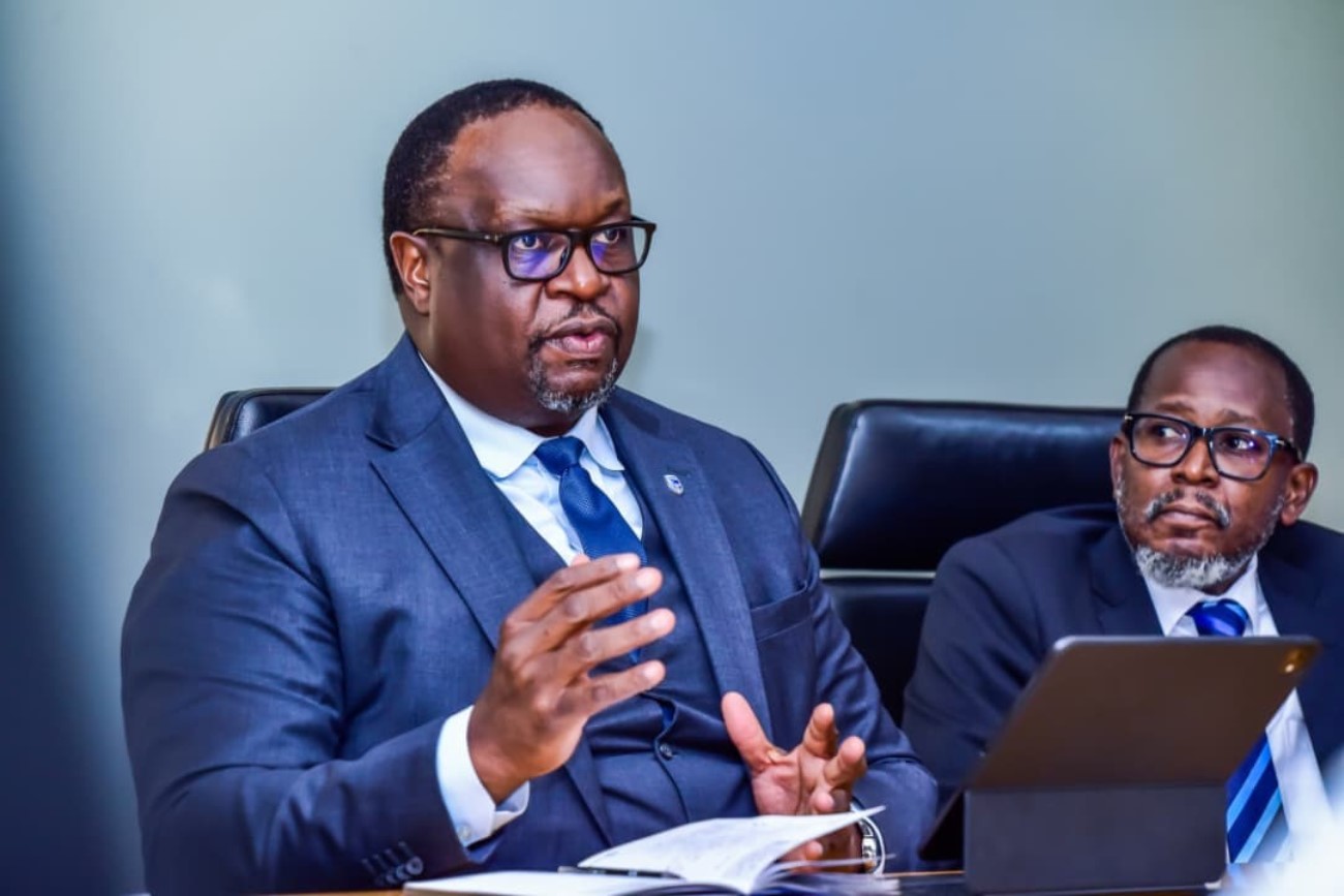 Mr. Mumba Kalifungwa addressing the meeting. Vice Chancellor, Makerere University, Prof. Barnabas Nawangwe courtesy visit to Stanbic Bank Uganda’s Chief Executive Officer, Mr Mumba Kalifungwa, 5th March 2026, Kampala Uganda, East Africa.