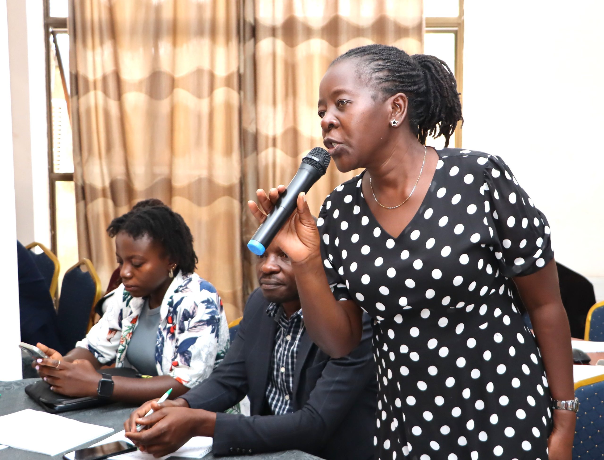 Mbale District Natural Resources Officer contributing during the discussion. Environment for Development (EfD) Uganda, College of Business and Management Sciences (CoBAMS) capacity-building initiative to equip local government officers with practical tools to better manage natural resources amid growing environmental pressures funded by the Government of Uganda through the Makerere University Research and Innovation Fund (Mak-RIF), 26th March 2026, Soroti, Uganda, East Africa.