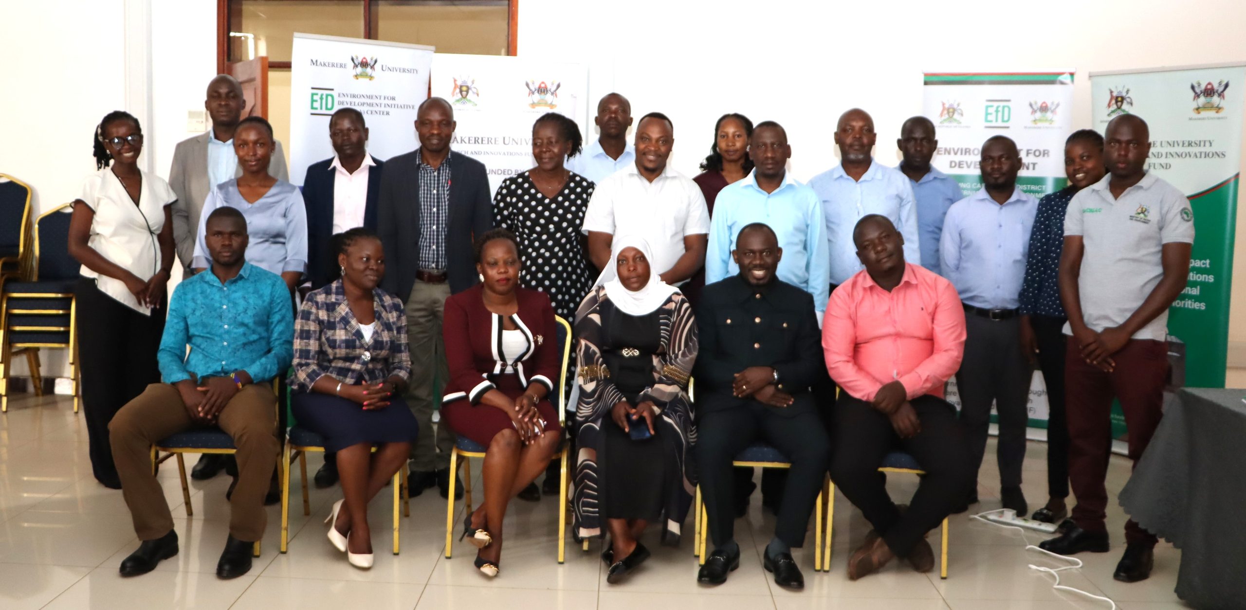 Participants posing for a group photo with facilitators after the training on 26th March 2026. Environment for Development (EfD) Uganda, College of Business and Management Sciences (CoBAMS) capacity-building initiative to equip local government officers with practical tools to better manage natural resources amid growing environmental pressures funded by the Government of Uganda through the Makerere University Research and Innovation Fund (Mak-RIF), 26th March 2026, Soroti, Uganda, East Africa.