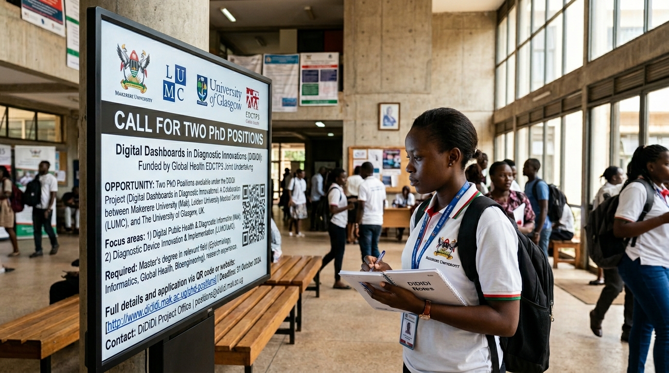 Call for two PhD Positions under the Global Health EDCTP3 Joint Undertaking funded Digital Dashboards in Diagnostic Innovations (DiDiDi) Project. Image: Nano Banana 2.