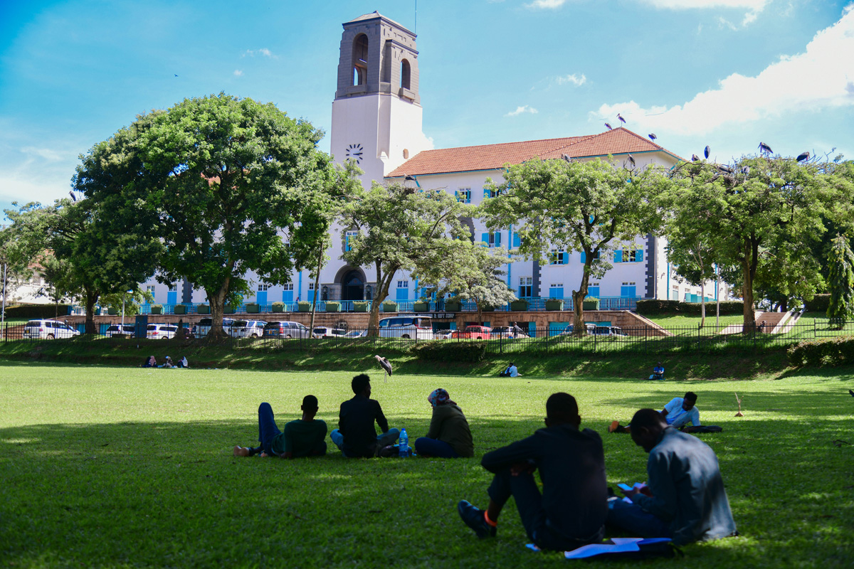 Students in discussion groups in Freedom Square on 1st April 2026.