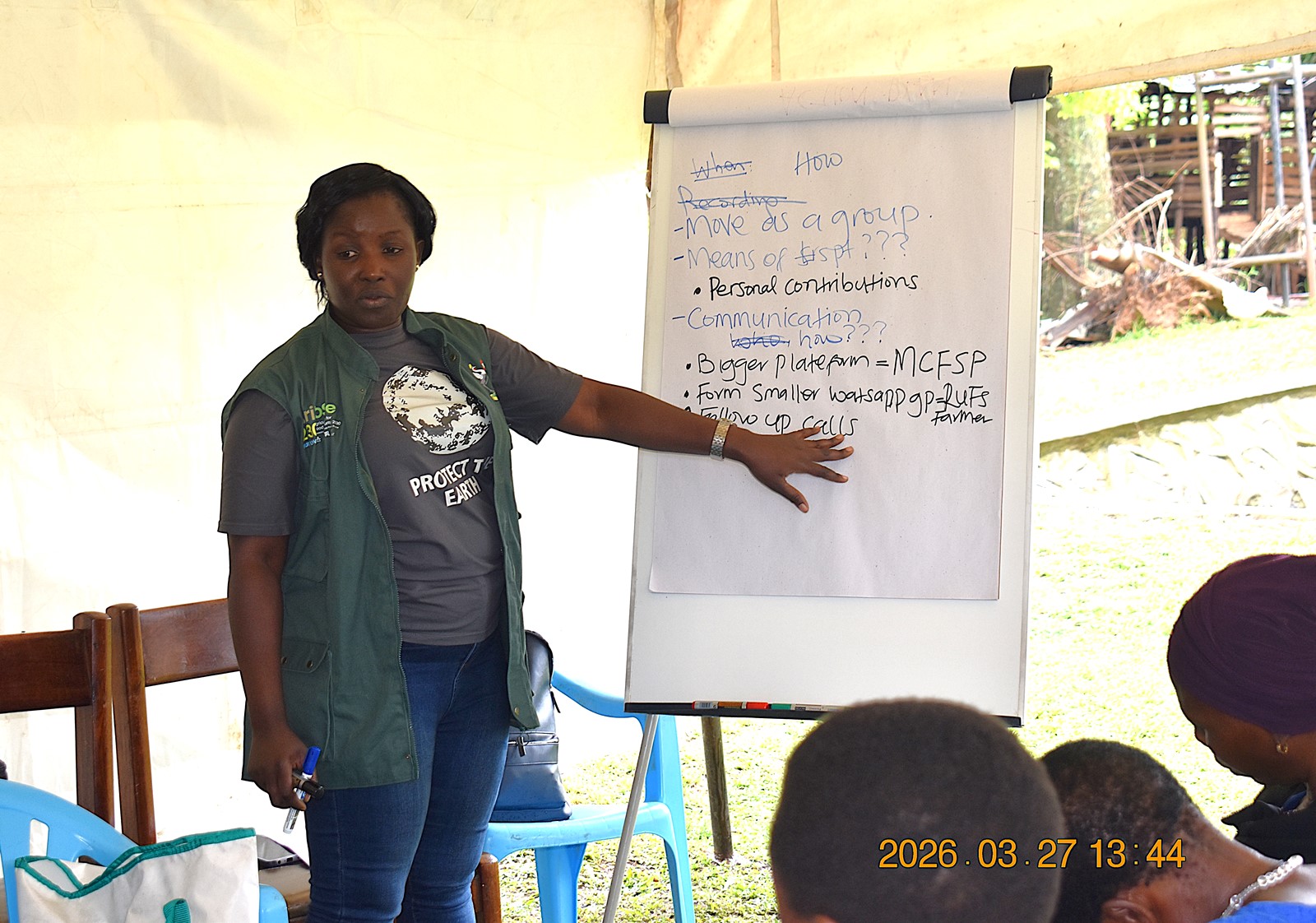 Ms. Eunice Muyama led the session on action planning. Phase II of the Resilient Urban Food Systems (RUFS) Project to strengthen urban food systems to withstand climate-related shocks such as floods and droughts by promoting climate-smart agricultural practices that empower farmers to sustain productive, profitable, and resilient operations, ultimately improving livelihoods and contributing to stable urban food supplies by Department of Geography, Geo-Informatics, and Climate Sciences, College of Agricultural and Environmental Sciences (CAES), Makerere University, Kampala Uganda, East Africa supported by the AgriFoSe2030 Programme. Mbale City Training 26th-27th March 2026.