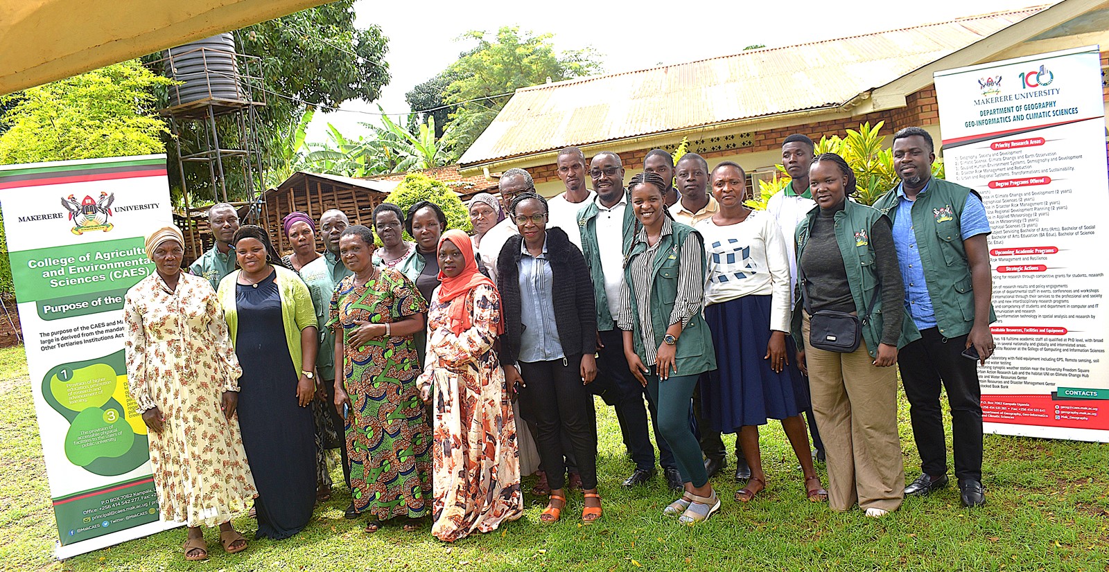 The Project team led by Prof. Frank Mugagga with some of the farmers at the training venue. Phase II of the Resilient Urban Food Systems (RUFS) Project to strengthen urban food systems to withstand climate-related shocks such as floods and droughts by promoting climate-smart agricultural practices that empower farmers to sustain productive, profitable, and resilient operations, ultimately improving livelihoods and contributing to stable urban food supplies by Department of Geography, Geo-Informatics, and Climate Sciences, College of Agricultural and Environmental Sciences (CAES), Makerere University, Kampala Uganda, East Africa supported by the AgriFoSe2030 Programme. Mbale City Training 26th-27th March 2026.