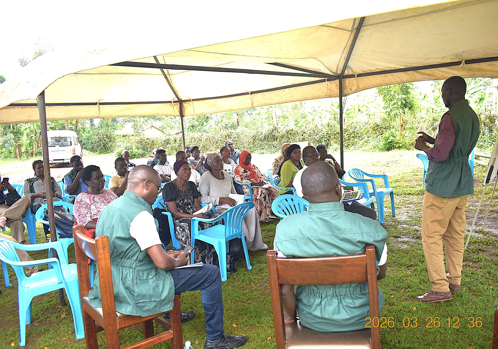 Mr. Wephukulu offering tips on effective writing skills. Phase II of the Resilient Urban Food Systems (RUFS) Project to strengthen urban food systems to withstand climate-related shocks such as floods and droughts by promoting climate-smart agricultural practices that empower farmers to sustain productive, profitable, and resilient operations, ultimately improving livelihoods and contributing to stable urban food supplies by Department of Geography, Geo-Informatics, and Climate Sciences, College of Agricultural and Environmental Sciences (CAES), Makerere University, Kampala Uganda, East Africa supported by the AgriFoSe2030 Programme. Mbale City Training 26th-27th March 2026.