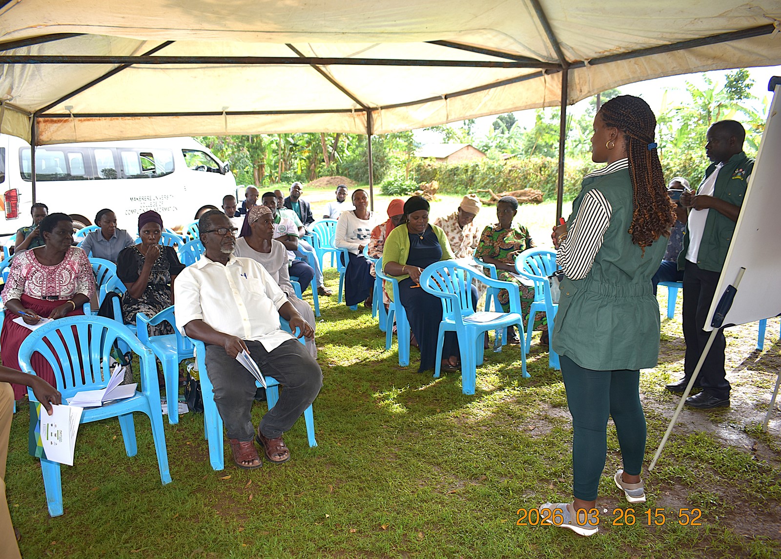 Mr. Mbowa Henry and Ms. Nakanjako Ritah engaged participants on farmer group dynamics, sharing effective strategies to strengthen collaboration and boost productivity. Phase II of the Resilient Urban Food Systems (RUFS) Project to strengthen urban food systems to withstand climate-related shocks such as floods and droughts by promoting climate-smart agricultural practices that empower farmers to sustain productive, profitable, and resilient operations, ultimately improving livelihoods and contributing to stable urban food supplies by Department of Geography, Geo-Informatics, and Climate Sciences, College of Agricultural and Environmental Sciences (CAES), Makerere University, Kampala Uganda, East Africa supported by the AgriFoSe2030 Programme. Mbale City Training 26th-27th March 2026.