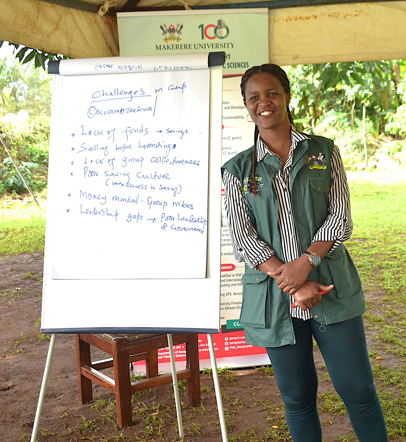 Ms. Ritah Pavin Nakanjako led the session of farmer group dynamics. Phase II of the Resilient Urban Food Systems (RUFS) Project to strengthen urban food systems to withstand climate-related shocks such as floods and droughts by promoting climate-smart agricultural practices that empower farmers to sustain productive, profitable, and resilient operations, ultimately improving livelihoods and contributing to stable urban food supplies by Department of Geography, Geo-Informatics, and Climate Sciences, College of Agricultural and Environmental Sciences (CAES), Makerere University, Kampala Uganda, East Africa supported by the AgriFoSe2030 Programme. Mbale City Training 26th-27th March 2026.