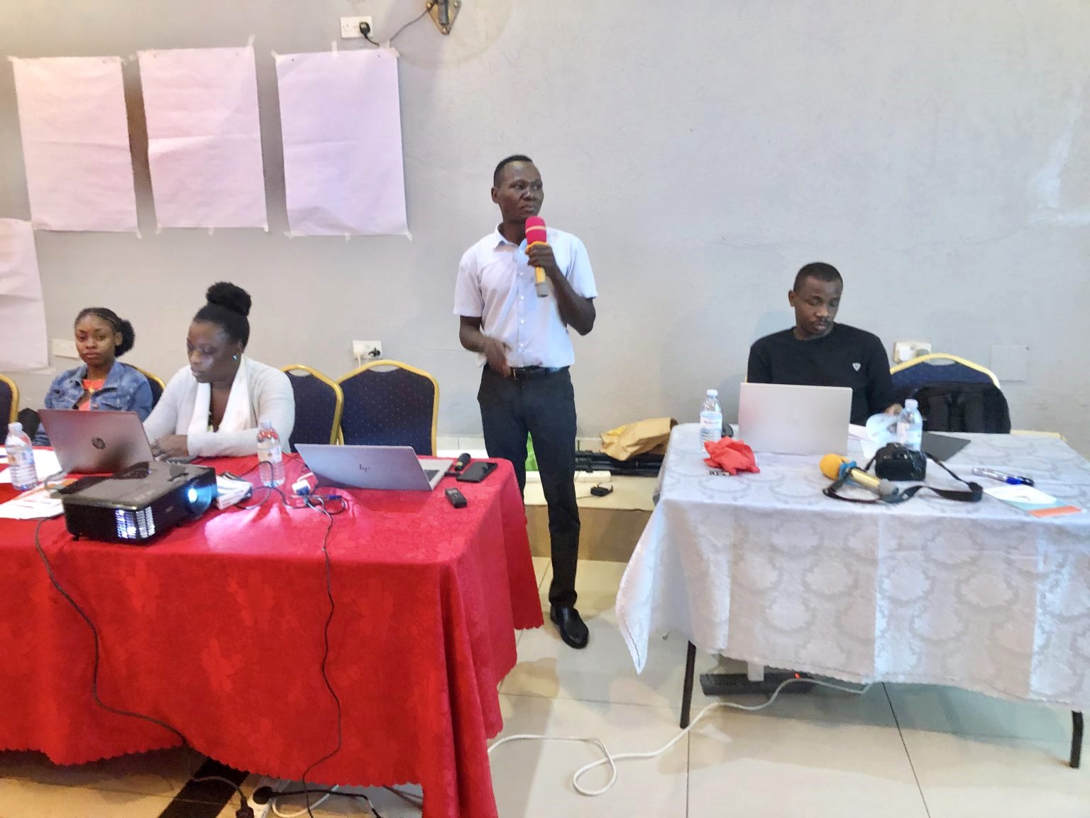 Mr. Daniel Esayu (L), a Master’s Student in Climate Change and Development, Makerere University, also a Lead Facilitator for the the workshop. Youth for Climate Justice (Y4CJ) project, School of Forestry, Environmental and Geographical Sciences, College of Agricultural and Environmental Sciences (CAES), Makerere University groundbreaking initiative that amplifies the voices and agency of marginalized youth in the global South and North. Mission - foster sustainable and effective climate activism among young people from diverse backgrounds, while prioritizing their well-being and social justice. Co-creation workshop, 13th March 2026, JFrigh Hotel Makerere – Kikoni, Kampala Uganda, East Africa.