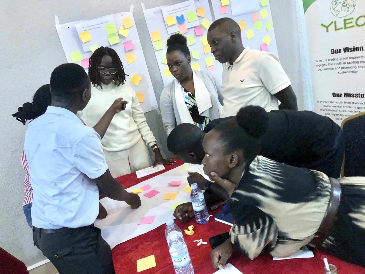 Participants deliberate during a group activity. Youth for Climate Justice (Y4CJ) project, School of Forestry, Environmental and Geographical Sciences, College of Agricultural and Environmental Sciences (CAES), Makerere University groundbreaking initiative that amplifies the voices and agency of marginalized youth in the global South and North. Mission - foster sustainable and effective climate activism among young people from diverse backgrounds, while prioritizing their well-being and social justice. Co-creation workshop, 13th March 2026, JFrigh Hotel Makerere – Kikoni, Kampala Uganda, East Africa.