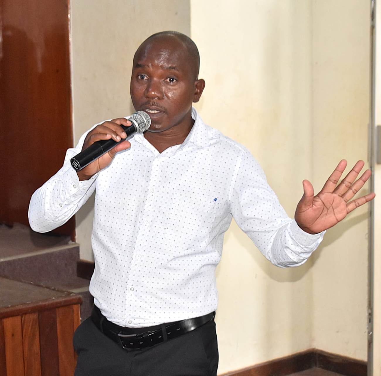 Mr. Grace Kyagaba from the Uganda Red Cross Society shared insights on various aspects of Fecal Sludge Management. College of Agricultural and Environmental Sciences (CAES) in collaboration with the Uganda Red Cross Society, Mbarara University of Science and Technology, and Vienna University of Technology, Austria, comprehensive two-day training on Integrated Fecal Sludge and Solid Waste Management, 30th-31st March 2026, School of Food Technology, Nutrition and Bioengineering Conference Hall, Makerere University, Kampala Uganda, East Africa.