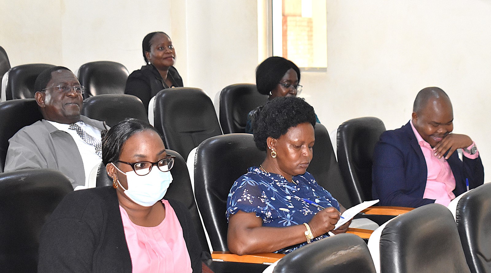 Participants follow proceedings. College of Agricultural and Environmental Sciences (CAES) in collaboration with the Uganda Red Cross Society, Mbarara University of Science and Technology, and Vienna University of Technology, Austria, comprehensive two-day training on Integrated Fecal Sludge and Solid Waste Management, 30th-31st March 2026, School of Food Technology, Nutrition and Bioengineering Conference Hall, Makerere University, Kampala Uganda, East Africa.