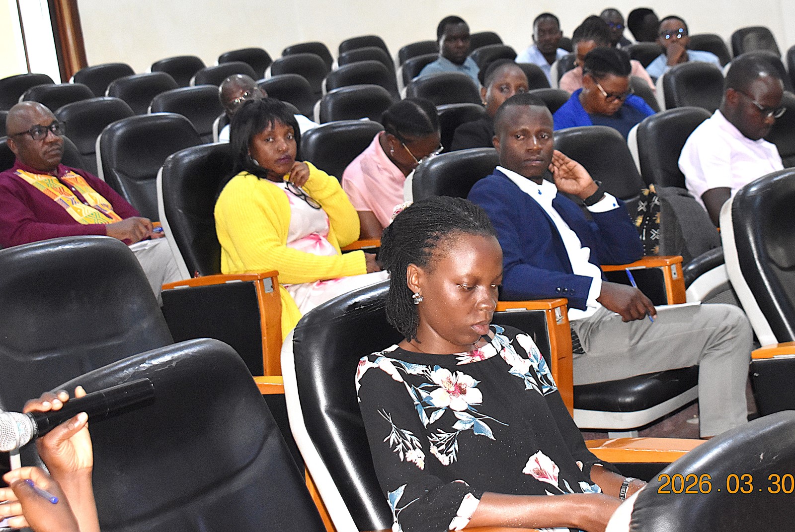 Part of the audience at the training. College of Agricultural and Environmental Sciences (CAES) in collaboration with the Uganda Red Cross Society, Mbarara University of Science and Technology, and Vienna University of Technology, Austria, comprehensive two-day training on Integrated Fecal Sludge and Solid Waste Management, 30th-31st March 2026, School of Food Technology, Nutrition and Bioengineering Conference Hall, Makerere University, Kampala Uganda, East Africa.