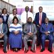 Seated: Prof. Robert Wamala (2nd R), Prof. Fred Masagazi Masaazi (R), Prof. Ronald Bisaso (L) with the project team Dr. Harriet Nabushawo Mutambo (2nd L) and Standing: Prof. Paul Muyinda Birevu (2nd R), Dr. Harriet Najjemba (2nd L), Dr. Richard Kajumbula (R) and Ms. Hope Musiime (L) at the launch. Institute of Open, Distance and e-Learning (IODel), College of Education and External Studies (CEES) in collaboration with a consortium of 21 partner institutions from 13 countries across Europe and Sub-Saharan Africa launch of Critical Virtual Exchange in Artificial Intelligence (CVEinAI) project funded by the European Union and Makerere University Research and Innovations Fund (MakRIF), 25th March 2026, AVU Conference Room, Kampala Uganda, East Africa.