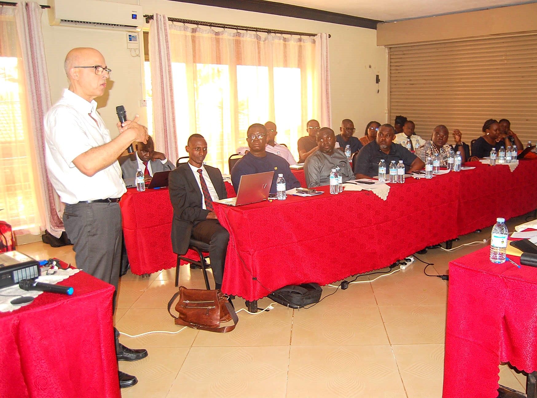 Prof. Nuno Escudeiro from Instituto Politecnico Do Porto (IPP) delivering his presentation at the inception meeting. European Union-funded four year Transitioning Higher Education Regulators and Universities to Competence-Based Education in East and West Africa (TRUCE) project to strengthen the capacities of universities and higher education regulators in Uganda and Ghana to transition to Competence-Based Education (CBE) implemented by College of Education and External Studies (CEES), Makerere University Kampala. Inception Meeting 8th and 9th of April 2026, Jinja Uganda, East Africa.