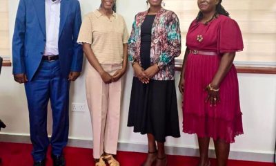 L-R: Associate Prof. Godfrey Akileng, Dean,School of Business, Visiting Scholar-Dr. Sizile Makola, DVCAA-Prof. Sarah Ssali, Ms. Agnes Sansa-PhD Student during the meeting on 13th April 2026.