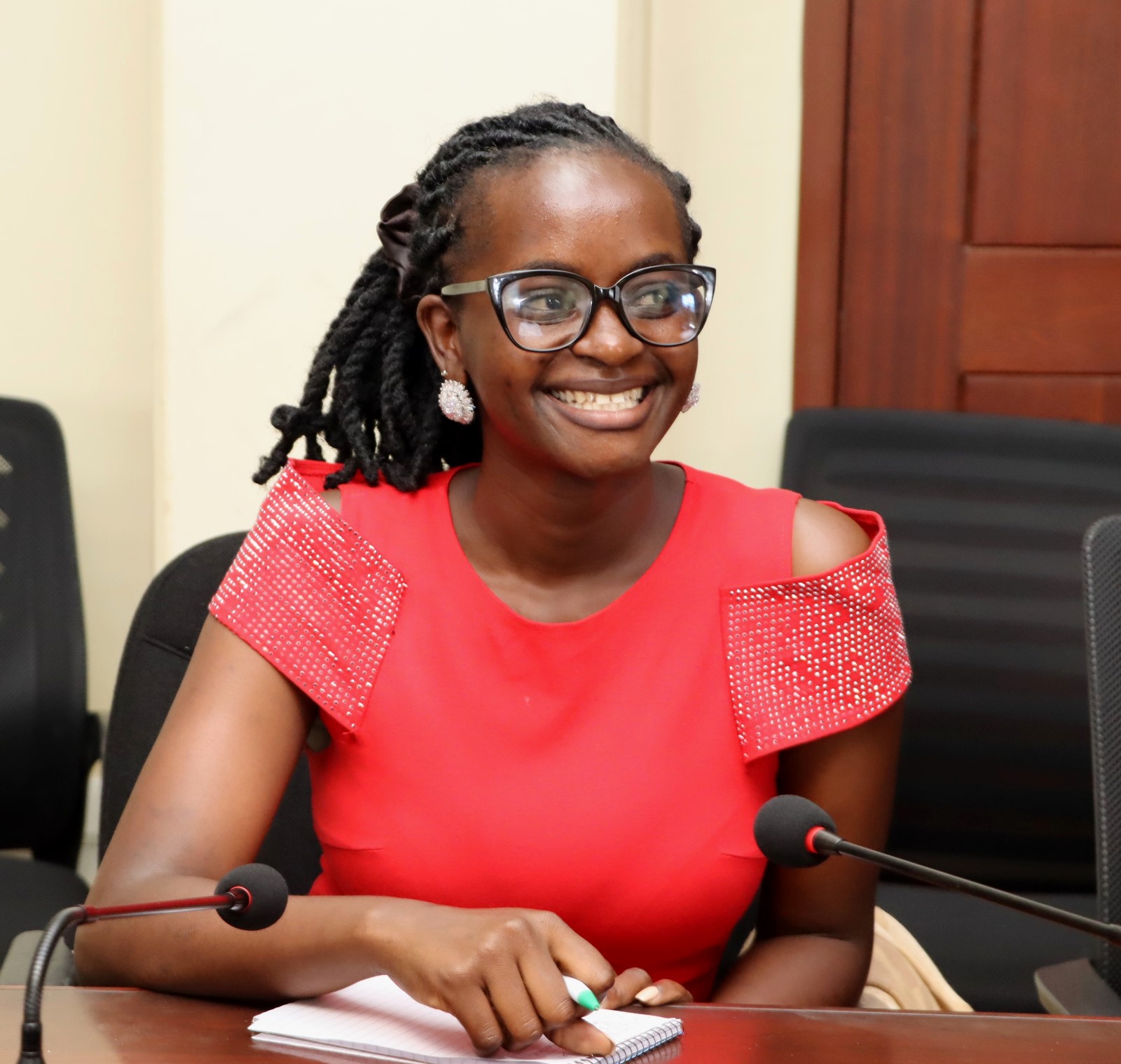 Ms. Ruth Asimwe during the send off. Environment for Development (EfD) Centre bids farewell to third intern, Ruth Asiimwe, who secured a position with the African Development Bank in Juba South Sudan, 16th April 2026, Yusuf Lule Central Teaching Facility, Makerere University, Kampala Uganda, East Africa.
