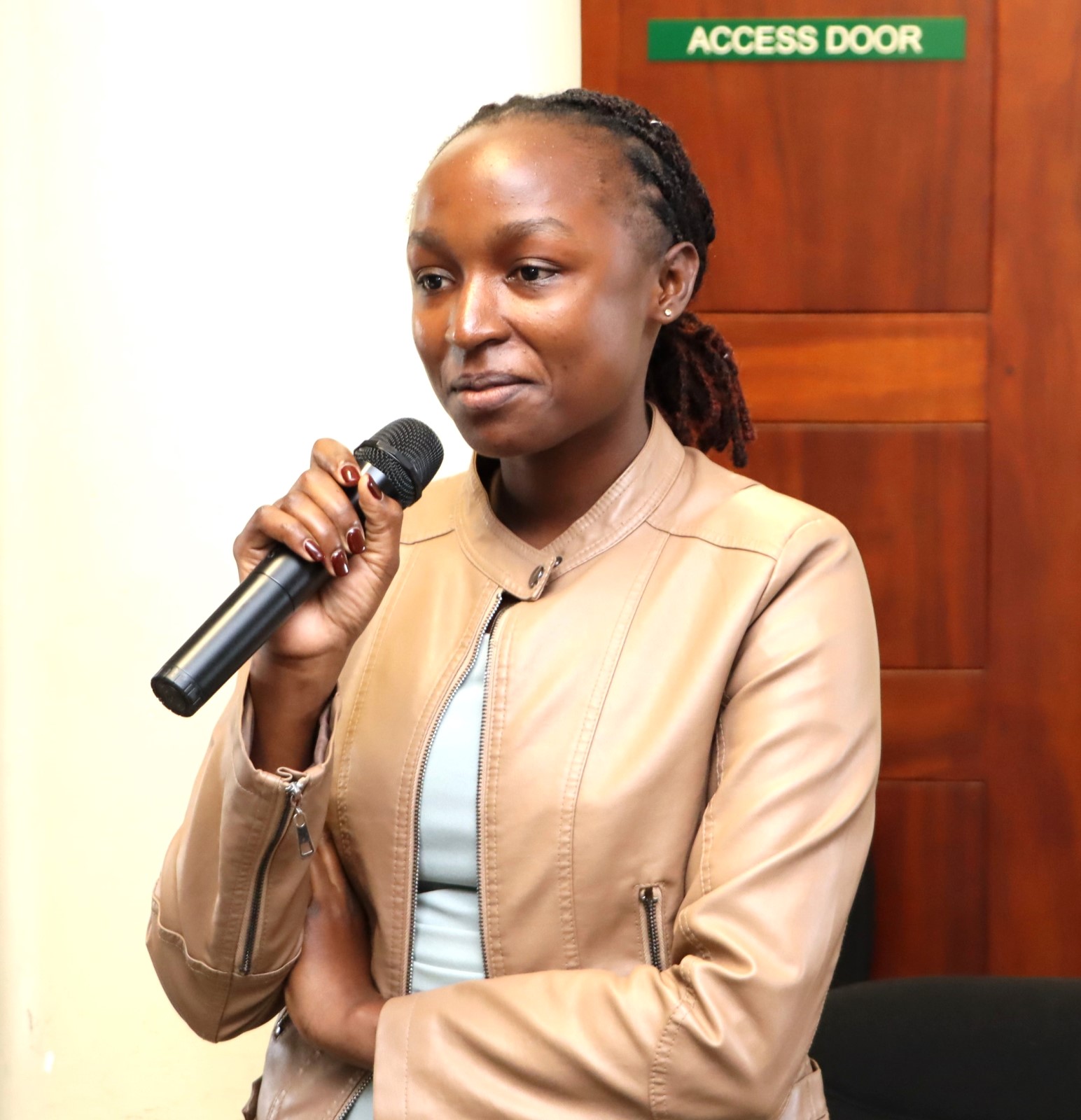 Incoming intern Kevin Apolot bidding farewell to her predecessor. Environment for Development (EfD) Centre bids farewell to third intern, Ruth Asiimwe, who secured a position with the African Development Bank in Juba South Sudan, 16th April 2026, Yusuf Lule Central Teaching Facility, Makerere University, Kampala Uganda, East Africa.