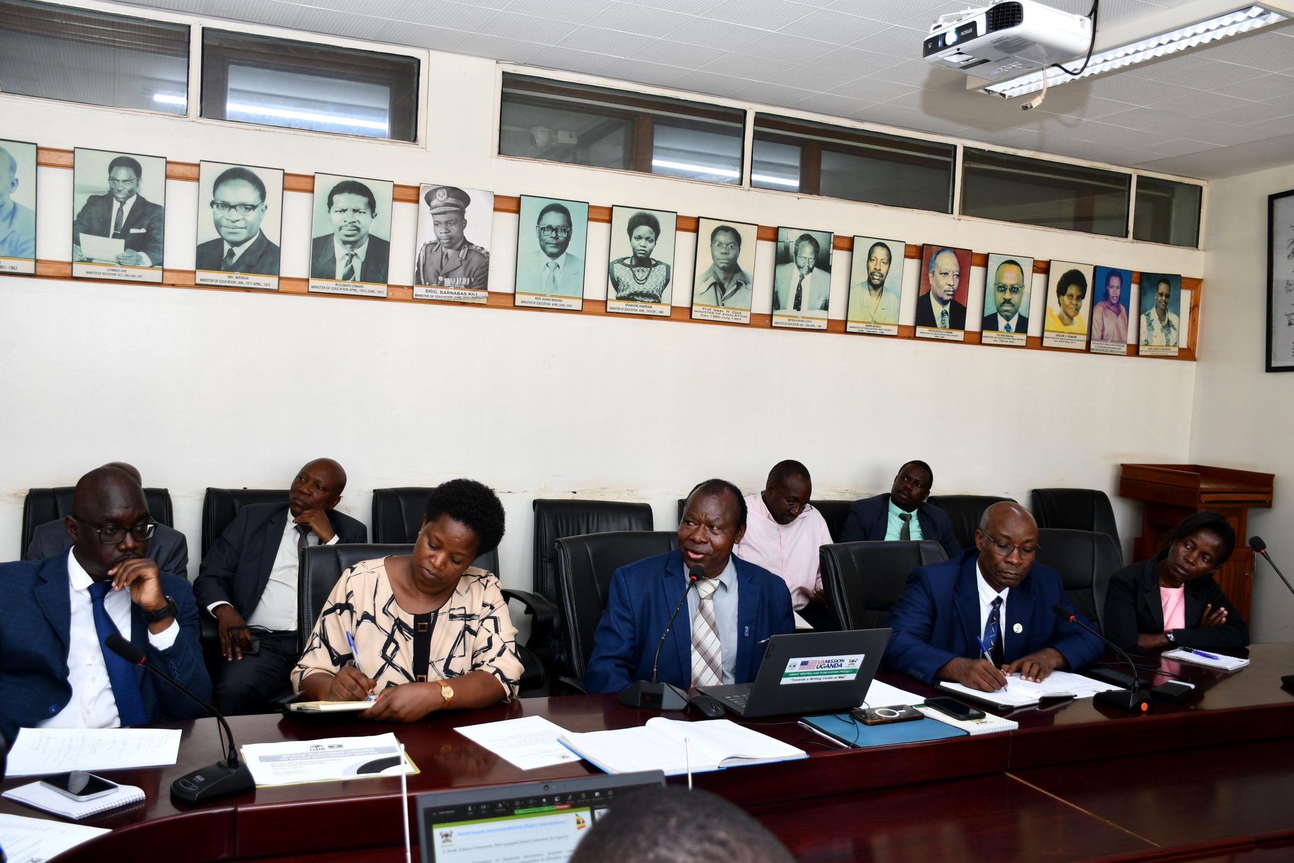 Prof. Fredrick Muyodi (C) with Prof. Arthur Tugume (2nd R) and other officials at the presentation of study findings on 20th April 2026. Researchers from the College of Natural Sciences (CoNAS) and the College of Education and External Studies (CEES), Makerere University, presentation of findings of study on the persistent poor performance in Biology in national examinations to senior officials at the Ministry of Education and Sports, 20th April 2026, Kampala Uganda, East Africa.
