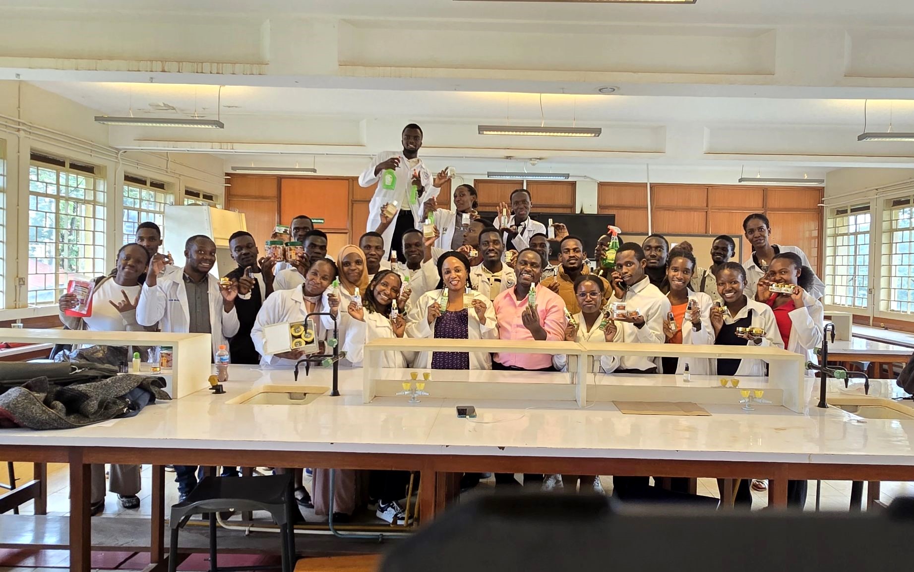 Department of Plant Sciences, Microbiology, and Biotechnology (PMB), College of Natural Sciences (CoNAS), Dr. Alice Nabatanzi Biotechnology Class of 2026 Product Development Centre showcase of innovations from Nutrition & Food Technology, Clinical Hygiene, Natural Wellness, Advanced Cosmeceuticals, Home & Industrial Solutions, Agri-Tech, April 2026, Makerere University, Kampala Uganda, East Africa.