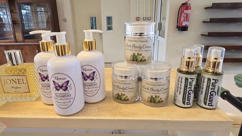 An assortment of products made by the Biotechnology Class of 2026. Department of Plant Sciences, Microbiology, and Biotechnology (PMB), College of Natural Sciences (CoNAS), Dr. Alice Nabatanzi Biotechnology Class of 2026 Product Development Centre showcase of innovations from Nutrition & Food Technology, Clinical Hygiene, Natural Wellness, Advanced Cosmeceuticals, Home & Industrial Solutions, Agri-Tech, April 2026, Makerere University, Kampala Uganda, East Africa.