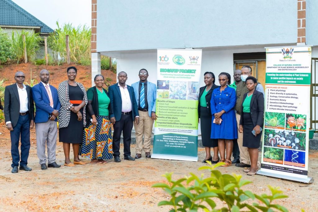 The project team with Mbarara City officials during the dissemination workshop. Department of Plant Sciences, Microbiology and Biotechnology, College of Natural Sciences (CoNAS), Makerere University, Kampala, project “Bio-innovation of biogas, biofertilizer, and biopesticide through the utilization of bio-waste” to promote transformation of household food waste into biogas and other valuable bio-products, dissemination of research findings to stakeholders in Mbarara City, 15th April 2026, Uganda, East Africa.