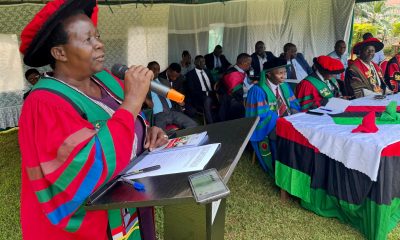 Chief Guest, Dr. Anna Rose Okurut Adeyemun delivers a compelling address on behalf of the Minister of State for Agriculture, Animal Industry and Fisheries, Hon. Bright Rwamirama on 31st March 2026. 100 graduates unveiled as job creators during the 6th certificate award ceremony of the College of Veterinary Medicine, Animal Resources and Biosecurity (COVAB) at Ruth Keesling Wildlife Health and Research Centre Gardens, 31st March 2026, Makerere University, Kampala Uganda, East Africa.