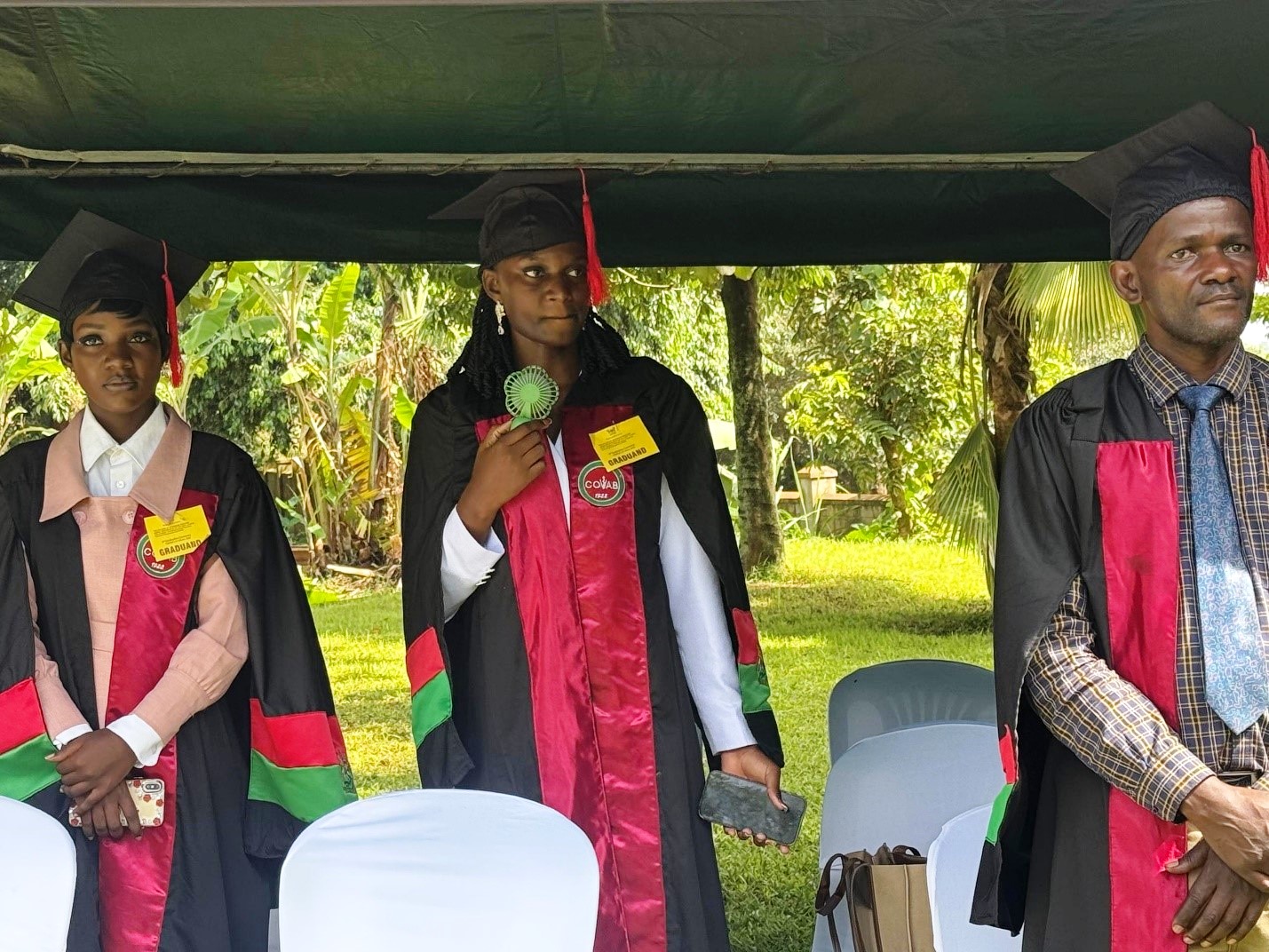 Some of the graduates who were at the event. Over 165 graduates unveiled as job creators during the 6th certificate award ceremony of the College of Veterinary Medicine, Animal Resources and Biosecurity (COVAB) at Ruth Keesling Wildlife Health and Research Centre Gardens, 31st March 2026, Makerere University, Kampala Uganda, East Africa.