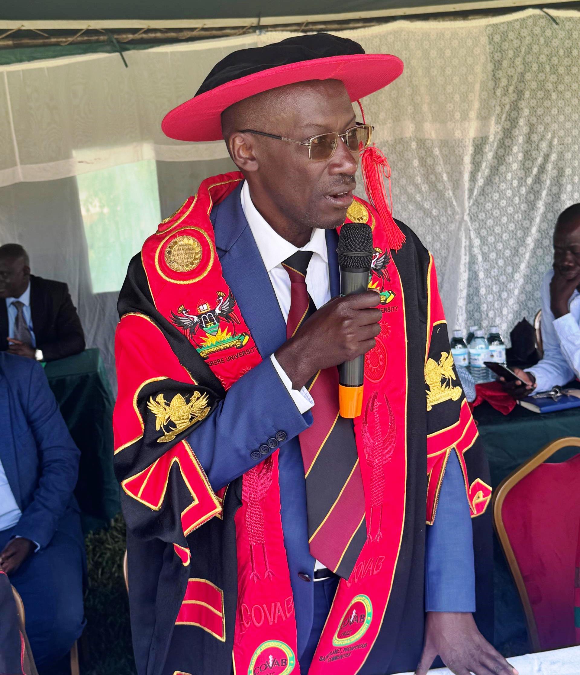 Prof. Frank Mwiine. 100 graduates unveiled as job creators during the 6th certificate award ceremony of the College of Veterinary Medicine, Animal Resources and Biosecurity (COVAB) at Ruth Keesling Wildlife Health and Research Centre Gardens, 31st March 2026, Makerere University, Kampala Uganda, East Africa.
