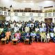 Participants pose for a group photo at the event held on April 13, 2026. 2026 Julius Nyerere Leadership Lecture and Youth Conversations at Makerere University. Convened by the Julius Nyerere Leadership Centre (JNLC) in partnership with the Council for the Development of Social Science Research in Africa (CODESRIA), April 13, 2026, Kampala Uganda, East Africa.