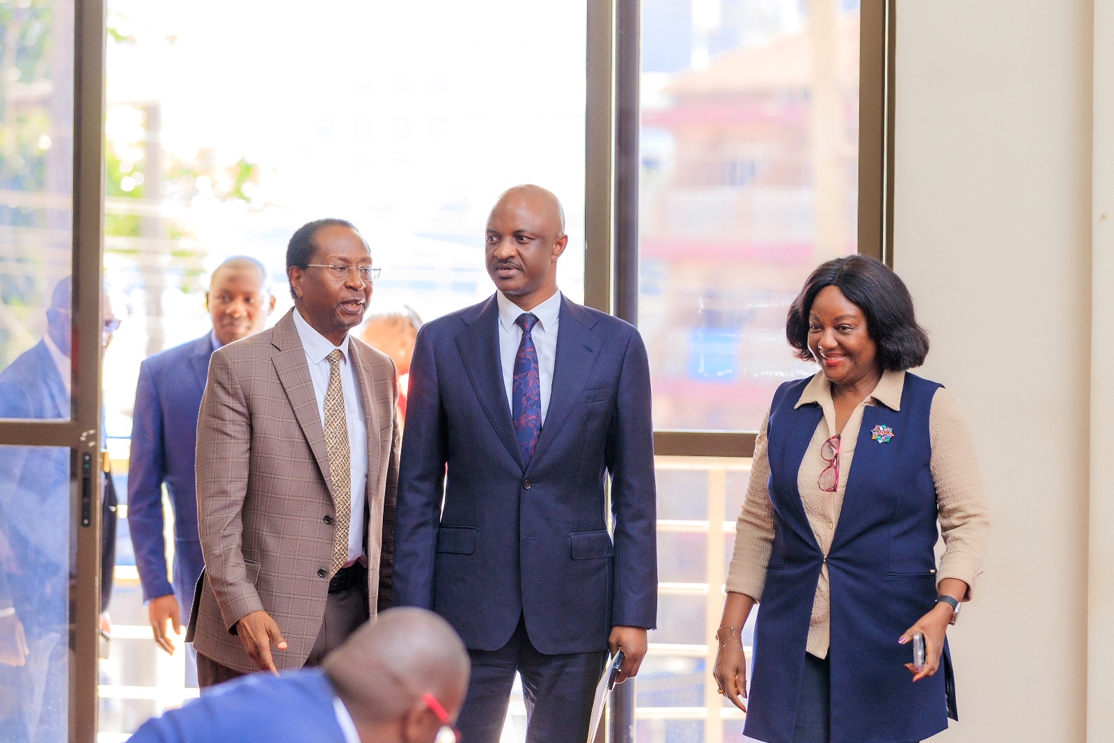 Dr. Ramathan Ggoobi, PSST (C), was received by MakSPH Dean Prof. Rhoda Wanyenze and Prof. Emeritus David Serwadda ahead of his keynote address and visit to the new School of Public Health facilities. Public lecture and high-level dialogue on health financing organised by Makerere University School of Public Health (MakSPH) in collaboration with the Ministry of Health and the Ministry of Finance, Planning, and Economic Development, Keynote: Dr. Ramathan Ggoobi, PSST, Theme “Investing in Health for Uganda’s Future: Delivering Vision 2040 through Smart and Sustainable Health Financing”, 9th April 2026, MakSPH Auditorium, Main Campus, Kampala Uganda, East Africa.