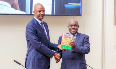 The Chancellor-Hon. Dr. Crispus Kiyonga presents Makerere's Century Publication to Dr. Ramathan Ggoobi on 9th April 2026. Public lecture and high-level dialogue on health financing organised by Makerere University School of Public Health (MakSPH) in collaboration with the Ministry of Health and the Ministry of Finance, Planning, and Economic Development, Keynote: Dr. Ramathan Ggoobi, PSST, Theme “Investing in Health for Uganda’s Future: Delivering Vision 2040 through Smart and Sustainable Health Financing”, 9th April 2026, MakSPH Auditorium, Main Campus, Kampala Uganda, East Africa.