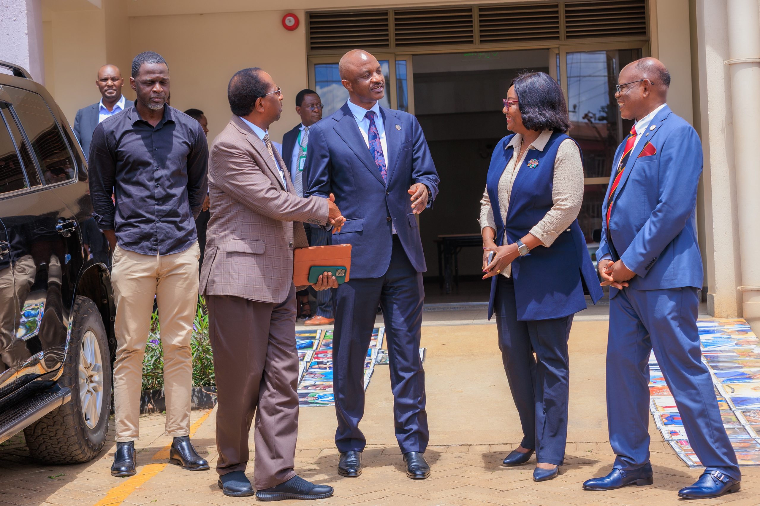 Dr. Ramathan Ggoobi with Professors Serwadda, Wanyenze and Nawangwe. Construction of Phase II of the Makerere University School of Public Health (MakSPH) Complex, Eastern Gate, Main Campus, Kampala Uganda, East Africa.