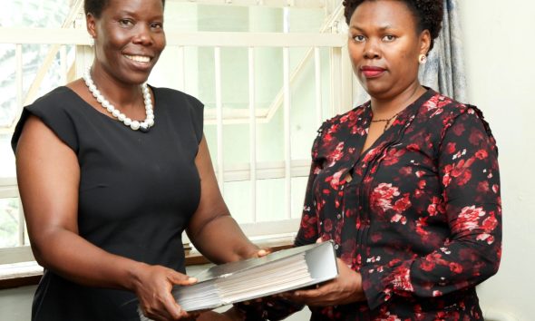 Ms. Gladys Khamili hands over to Ms. Annet Khabuya after 12 years of service as Registrar and transitions to senior role Deputy Registrar, Senate Division, Office of the Academic Registrar during the Makerere University School of Public Health (MakSPH) 239th Management Meeting, 15th April 2026, Mulago Campus, Kampala Uganda, East Africa.