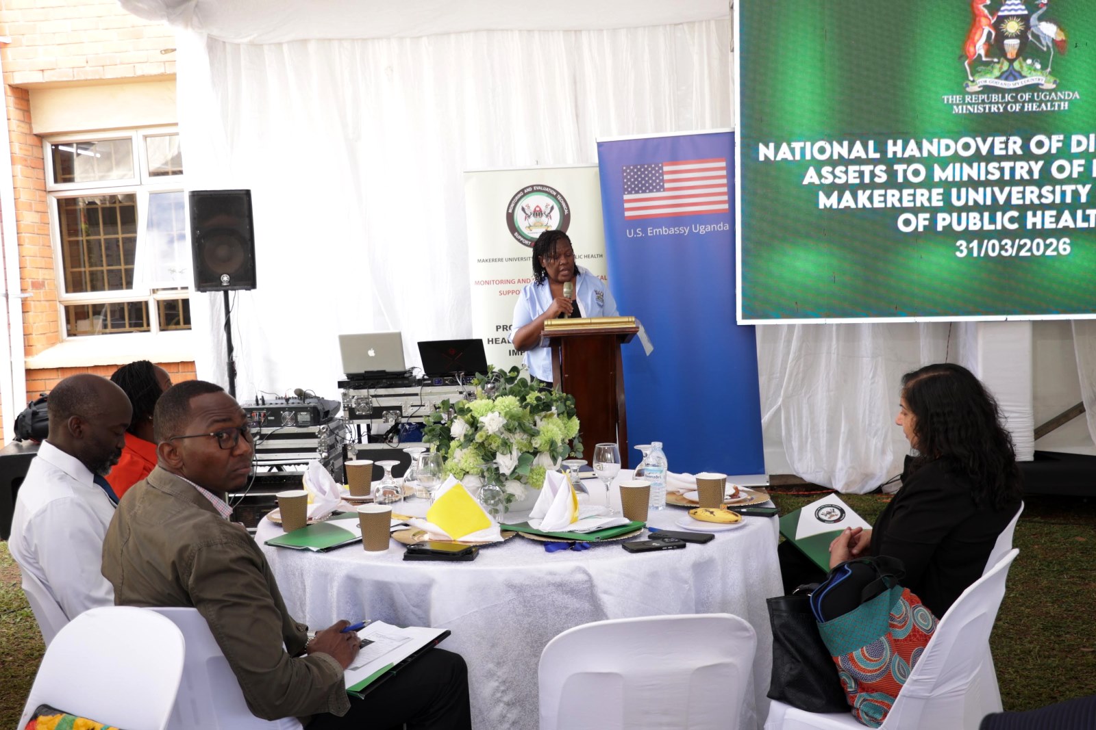 Dr. Alice Namale, Executive Director of MakSPH-METS Program speaks during the handover ceremony on Tuesday. Transition of Uganda’s digital health systems and assets built over 15 years through the Makerere University School of Public Health Monitoring and Evaluation Technical Support (MakSPH-METS) Program with funding from the U.S. Government to the Ministry of Health (MoH), 31st March 2026, MoH Headquarters, Kampala Uganda, East Africa.