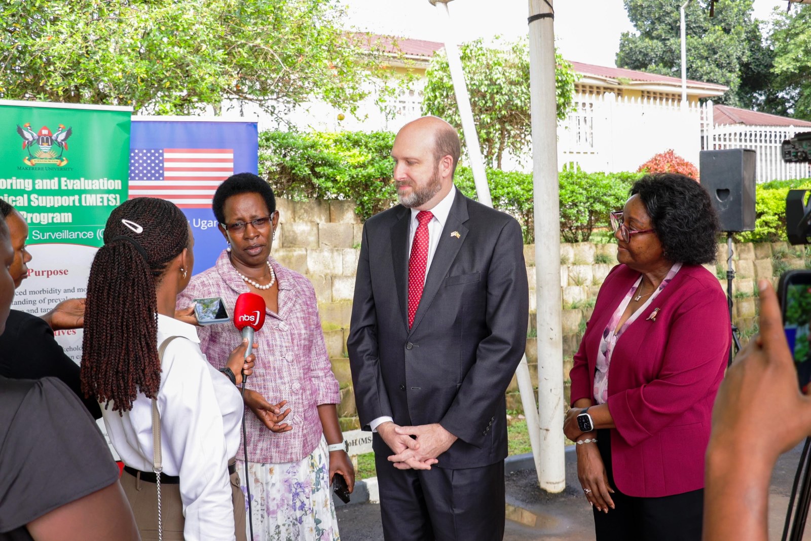 Dr. Diana Atwine, Permanent Secretary at the country’s Ministry of Health speaks to journalists at the Ministry of Health in company of the U.S. Ambassador to Uganda, William W. Popp and Prof. Rhoda Wanyenze, Dean of MakSPH and Principal Investigator of METS. Transition of Uganda’s digital health systems and assets built over 15 years through the Makerere University School of Public Health Monitoring and Evaluation Technical Support (MakSPH-METS) Program with funding from the U.S. Government to the Ministry of Health (MoH), 31st March 2026, MoH Headquarters, Kampala Uganda, East Africa.