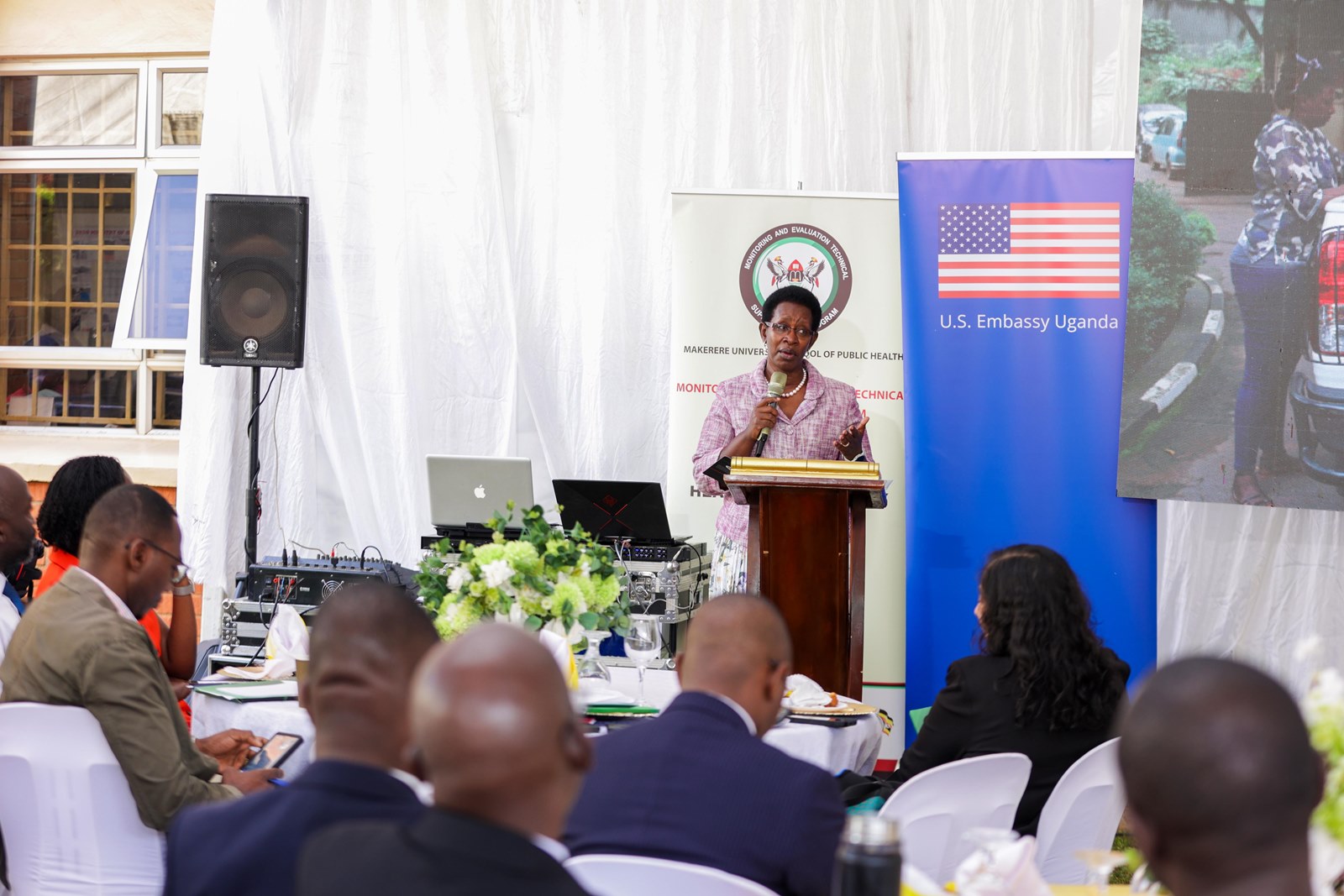 Dr. Diana Atwine, Permanent Secretary at the country’s Ministry of Health delivering her remarks. Transition of Uganda’s digital health systems and assets built over 15 years through the Makerere University School of Public Health Monitoring and Evaluation Technical Support (MakSPH-METS) Program with funding from the U.S. Government to the Ministry of Health (MoH), 31st March 2026, MoH Headquarters, Kampala Uganda, East Africa.