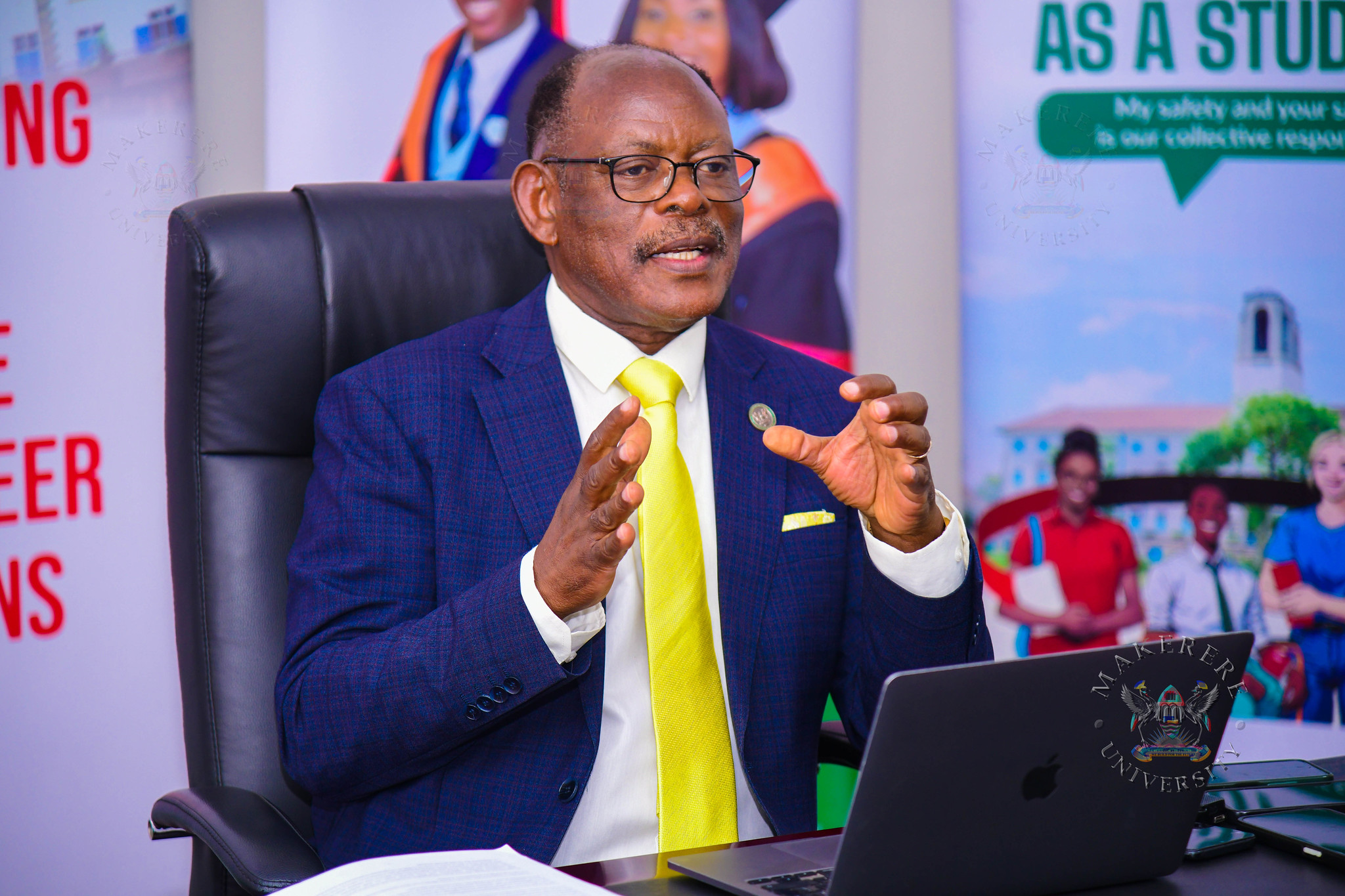 The Vice Chancellor, Prof. Barnabas Nawangwe addresses the Members of the Press on 17th March 2026. Vice Chancellor's Boardroom, Main Building, Makerere University, Kampala Uganda, East Africa.